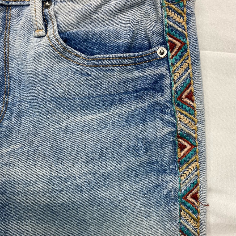 Driftwood Womens Embroidered Jeans Audrey High Rise Light Wash Size 24